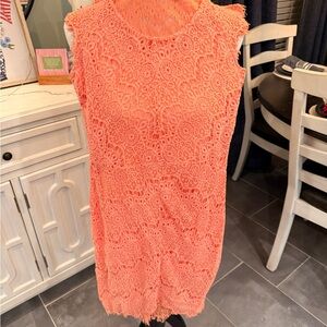 Coral Lace Sleeveless Dress
